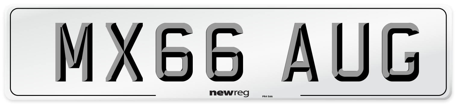 MX66 AUG Number Plate from New Reg
